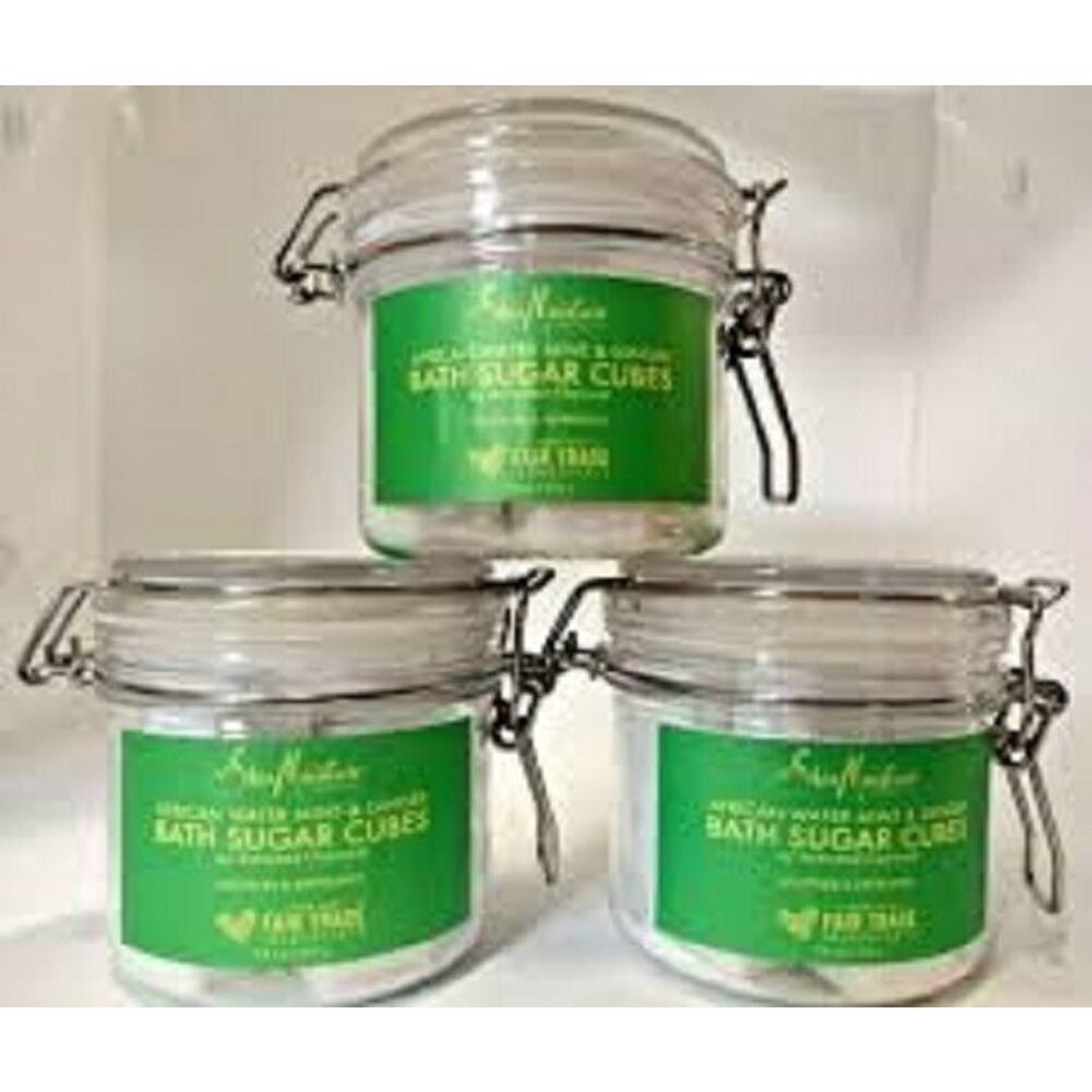Lot of 3 Shea Moisture African Water Mint and Ginger Bath Sugar Cubes SEALED